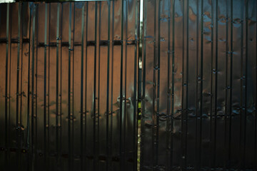 Steel fence in detail. Fence made of metal profile. Durable material to protect against prying eyes.