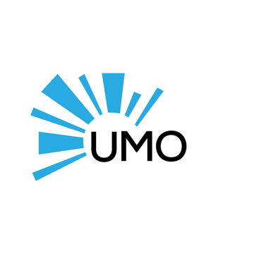 UMO letter logo. UMO blue image on white background and black letter. UMO technology  Monogram logo design for entrepreneur and business. UMO best icon.
