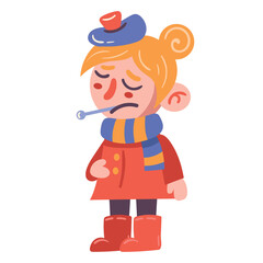 blond woman sick with fever