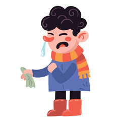 man sick with runny nose