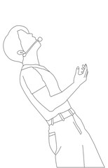 Kpop or Korean idols on stage are posing using hands that form half a heart or a symbol of love. colored k-pop image line art