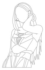 Kpop idol on stage line art  illustration,Korean Idol wearing beautiful outfit. Korean girl band singing. famous k-pop idol image