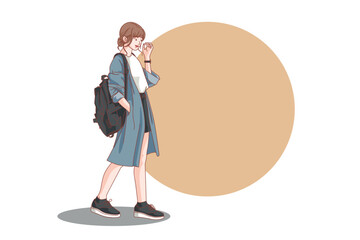 student teenager lifestyle dress up vector illustration flat style on white background .