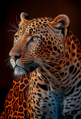 Leopard in the jungle. Orange jaguar. Illustration for advertising, cartoons, games, print media. My collection animals.