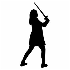 silhouette of woman playing sword