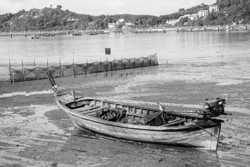 Long tailed boat the traditional wooden boat in Phuket, Thailand