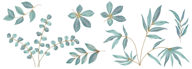 Watercolor Blue Pink, Branch painting leaf art