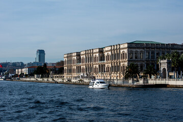 The ship sails through the Bosphorus in the morning