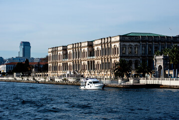 The ship sails through the Bosphorus in the morning