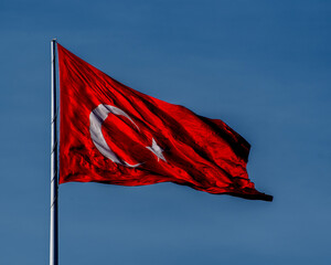 Turkish flag fluttering in the wind