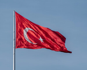 Turkish flag fluttering in the wind
