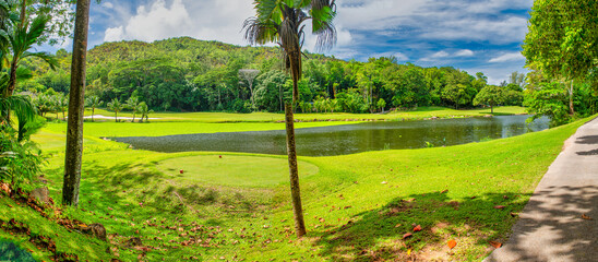 Golf course on a beautiful tropical beach