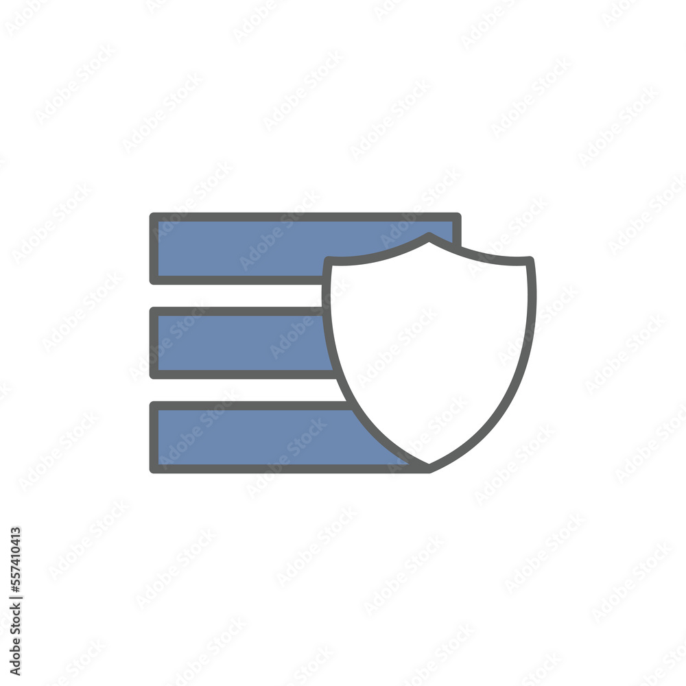 Poster big data security icon illustration. shield, safety. icon related to developer. two tone icon style.