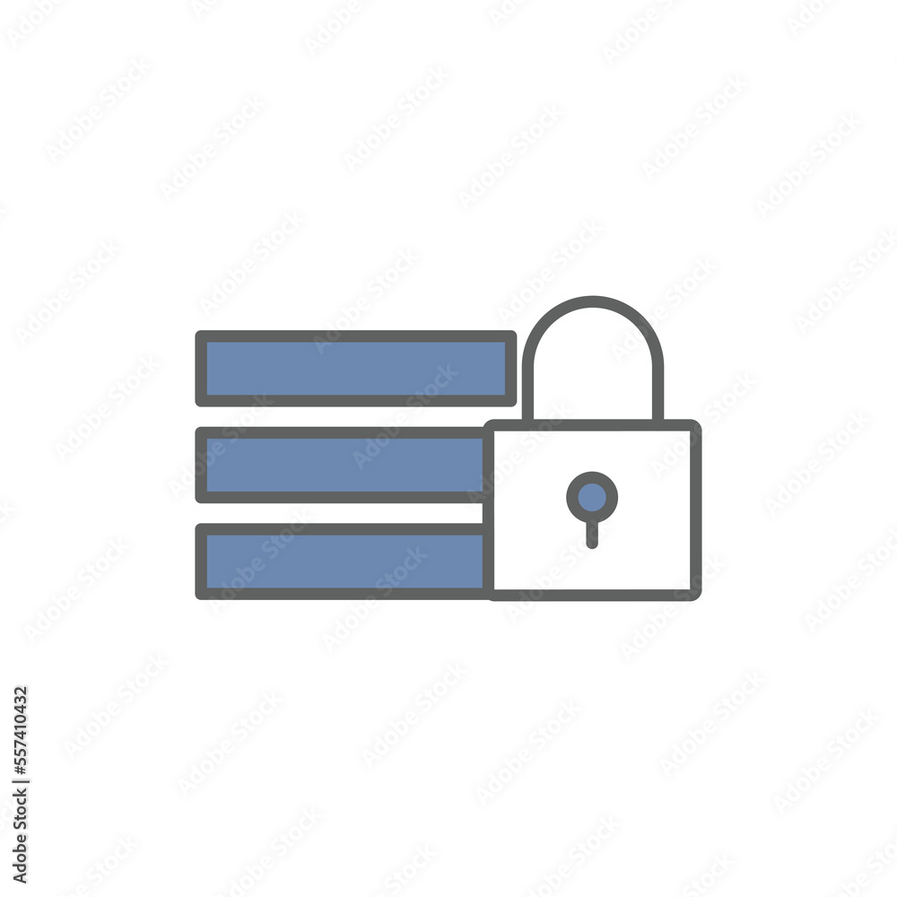 Poster big data lock icon illustration. padlock, safety. icon related to developer. two tone icon style. su