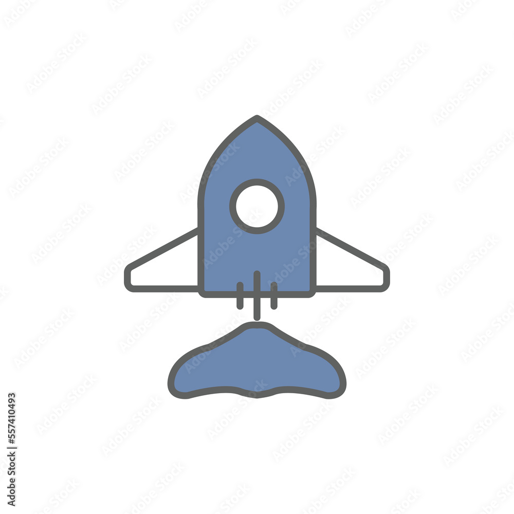 Aufkleber rocket icon illustration. suitable for start up icon. icon related to developer. two tone icon style