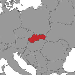 Obraz premium Slovakia on world map. Vector illustration.