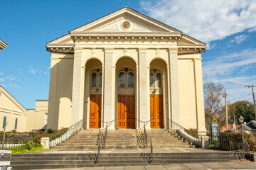 Fototapeta na wymiar Jefferson Street United Methodist Church built in early 1800's in Natchez, Mississippi, USA