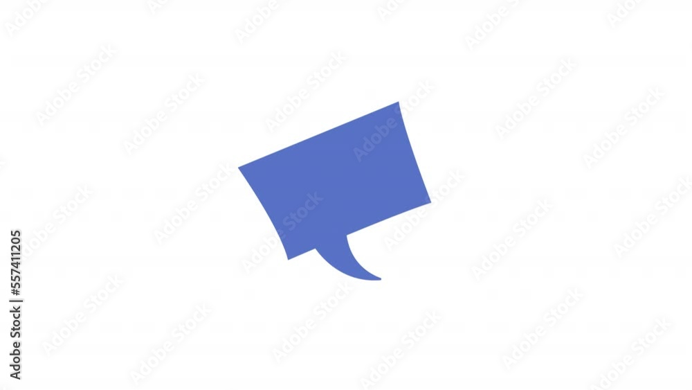 Poster animated speech bubble element. flat cartoon style hd video footage. blue square talking shape. text