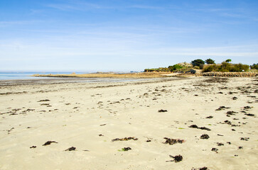 Coast of the Atlantic Ocean and low tide, sea on the coast of France