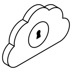 Conceptual flat design icon of cloud security