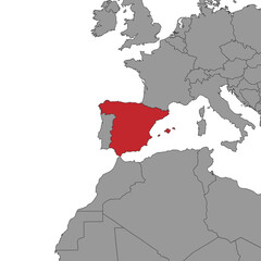 Spain on world map.Vector illustration.