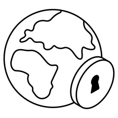 Keyhole with globe, icon of global security 