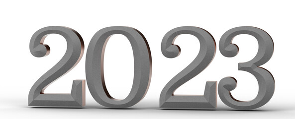 Happy New Year 2023. 3D illustration numbers isolated