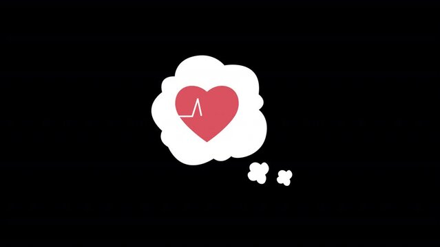 Animated fast heartbeat element. Medical issue. Flat cartoon style HD video footage. Panic attack at gym color illustration on black background with alpha channel transparency for animation