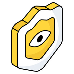 Eye inside shield, icon of security monitoring 