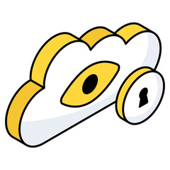 Conceptual flat design icon of cloud security