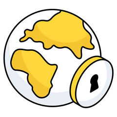 Keyhole with globe, icon of global security 