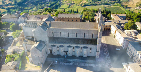 Orvieto, medieval town in central Italy. Amazing aerial view from drone.