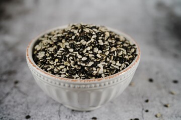 Black Lentils pulses | Urad daal served in a bowl, selective focus