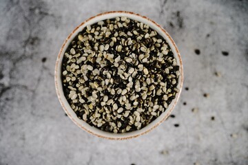 Black Lentils pulses | Urad daal served in a bowl, selective focus