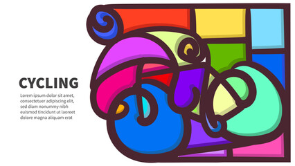 cycling Colorful abstract geometric and fluid banner template. cyclist abstract for marketing promotion material. vector illustration