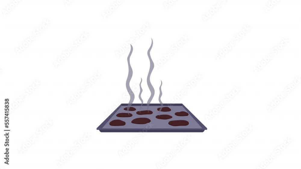 Poster animated burnt bakery. spoiled homemade cookies. full size flat object on white background with alph