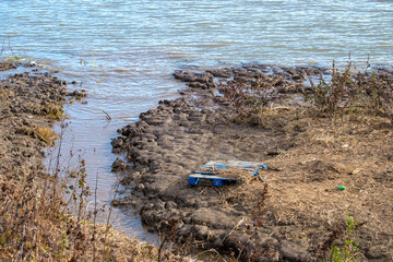 Small Crevasse on Bank of the Lower Mississippi River in New Orleans, Louisiana, USA