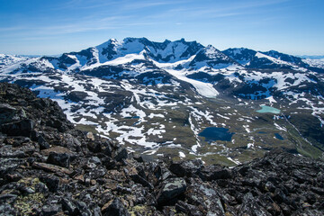 Obraz premium Blick auf das Hurrunganegebirge in Norwegen