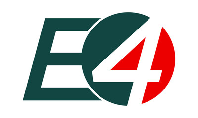 Abstract E4 alphabet symbol logo design