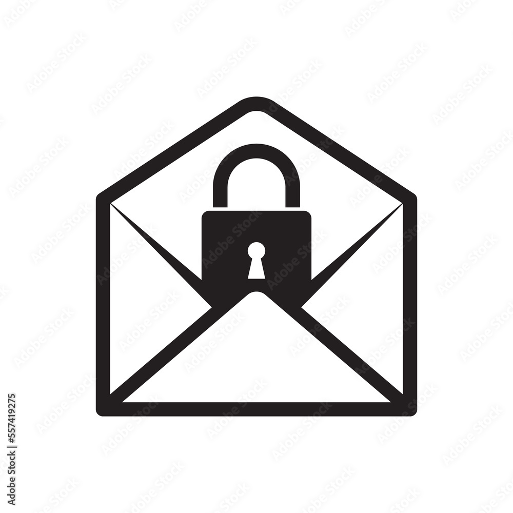 Aufkleber secure mail icon. pin code envelope. new password. vector icon isolated on white background.
