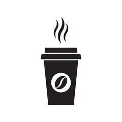 Coffee cup. Plastic coffee cup with hot coffee in flat style. Coffee icon. Vector illustration
