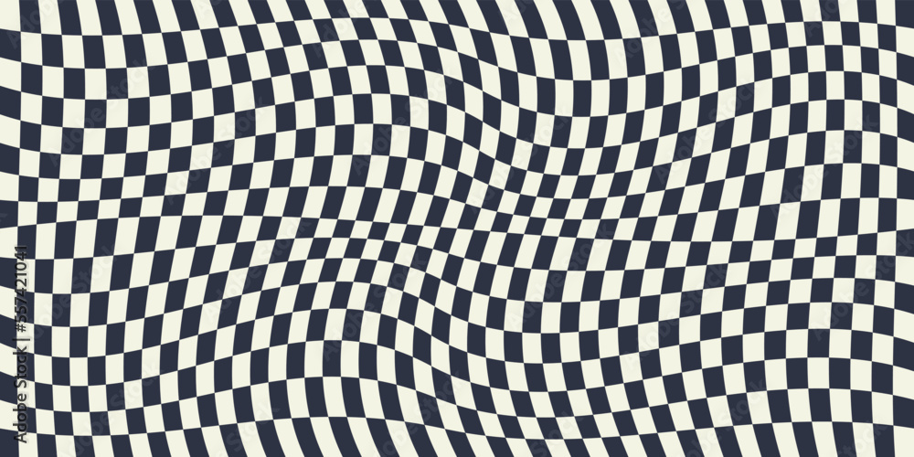 Poster Checker wavy seamless mesh. Vector for print and interior, seamless pattern.