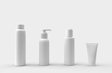 3D Realistic Template or mock up of white and blank containers of cosmetics for trademark design
