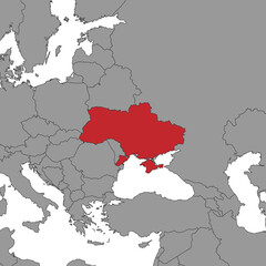 Ukraine on world map.Vector illustration.