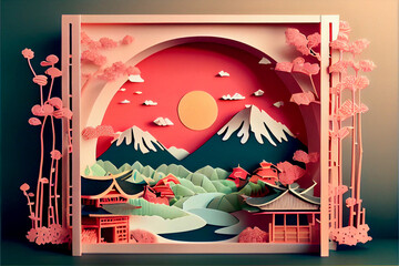 Generative AI render of Japan themed paper art