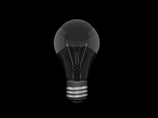 lighted bulb isolated on black background. 3d render