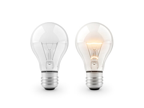 lighted bulb isolated on white background. 3d render