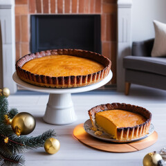 christmas pie in cozy winter christmas setting