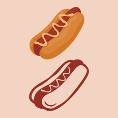 illustration of a sandwich and line art of a sandwich