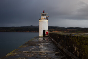 Scottish Lighthouse on a cold winter morning 
